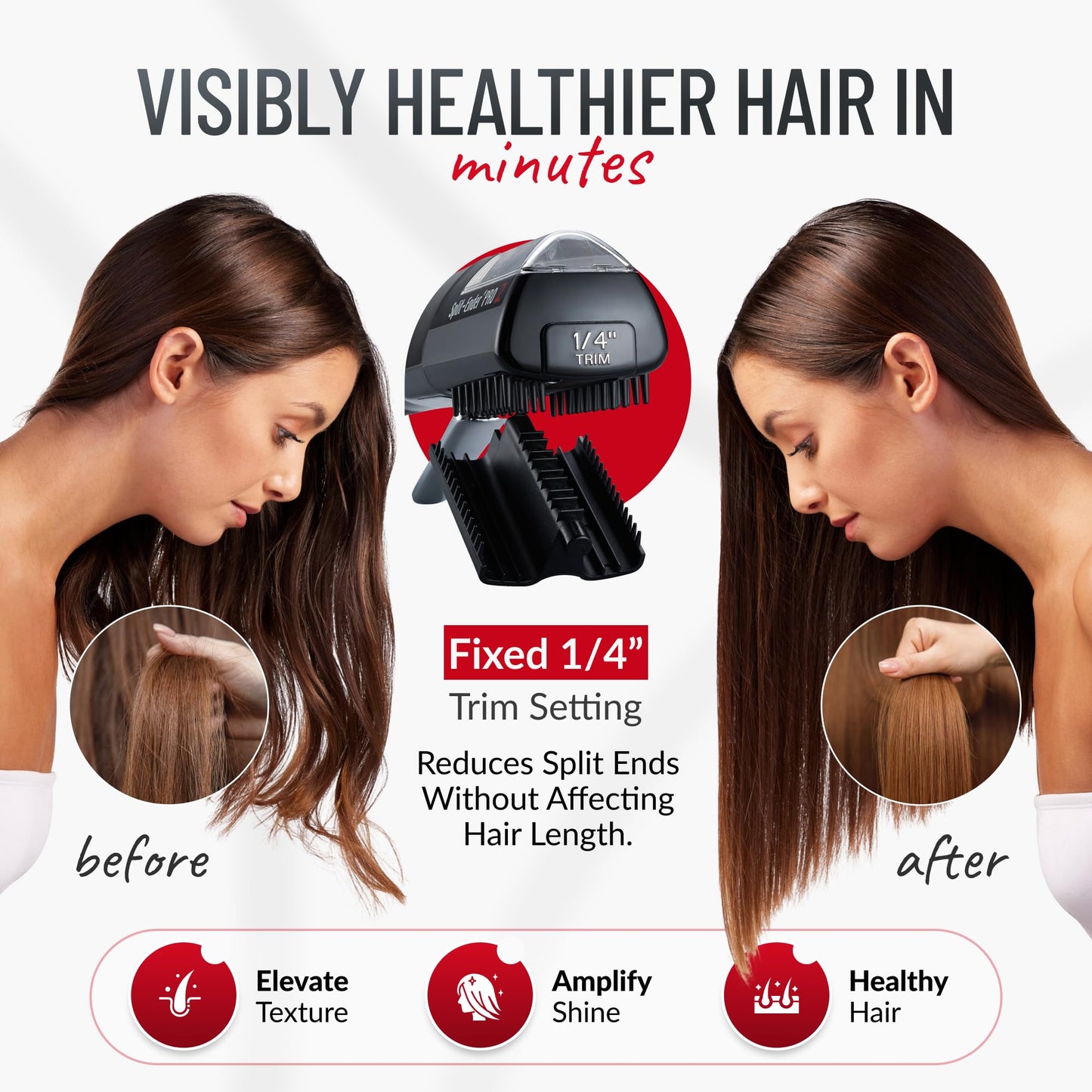 Split Ender Pro 2 - Hair Repair Electric Tool for Split Ends, Damaged Hair Trimmer for Broken, Dry, Brittle and Frizzy Split Ends, Men & Women Hair Products for Personal Care - Black