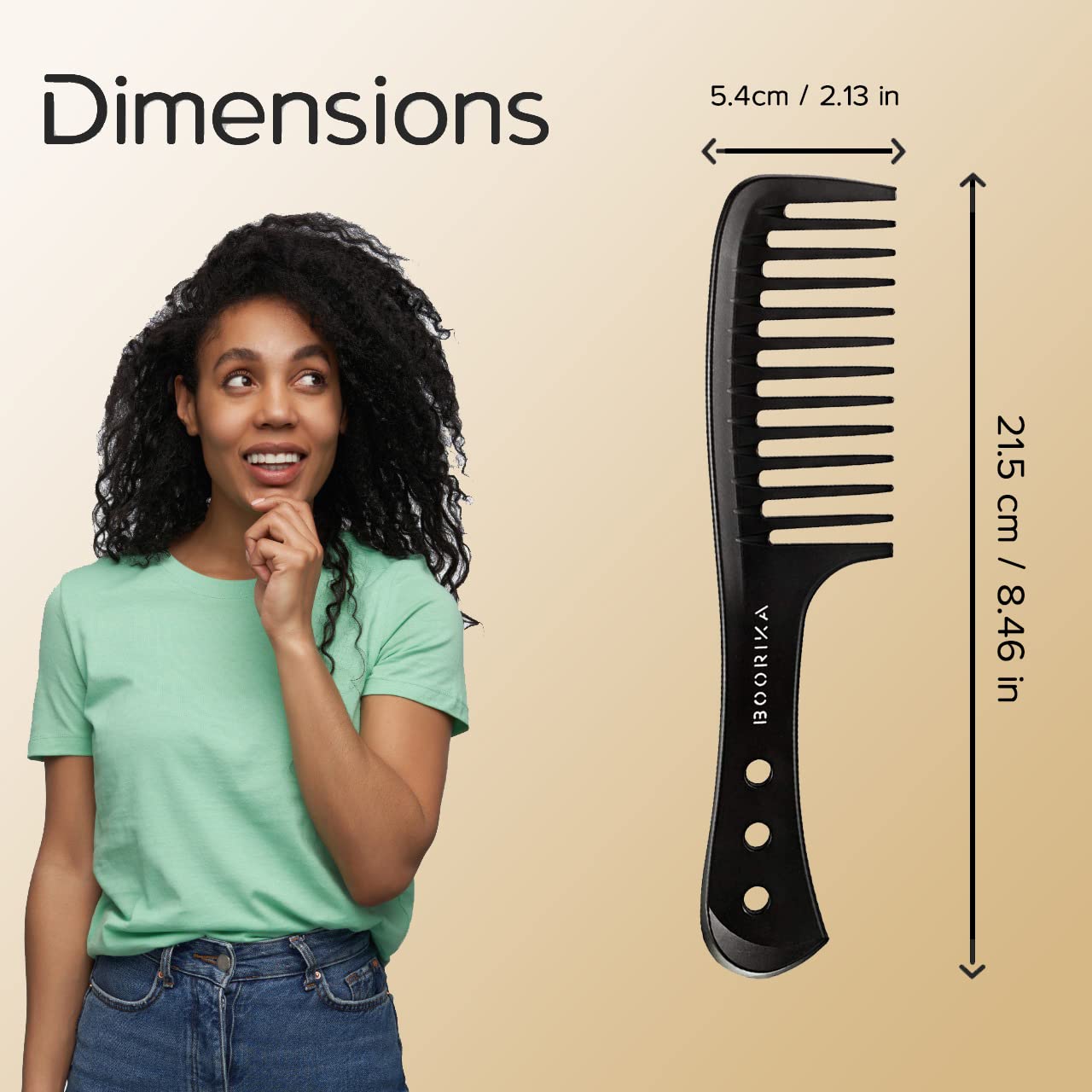 Boorika Wide Tooth Comb – Smooth & Sturdy Wide Tooth Comb for Curls – Curl Comb for Long Wet or Curly hair - Heat Resistant & Anti-Static Styling Comb… (Pack of 1)