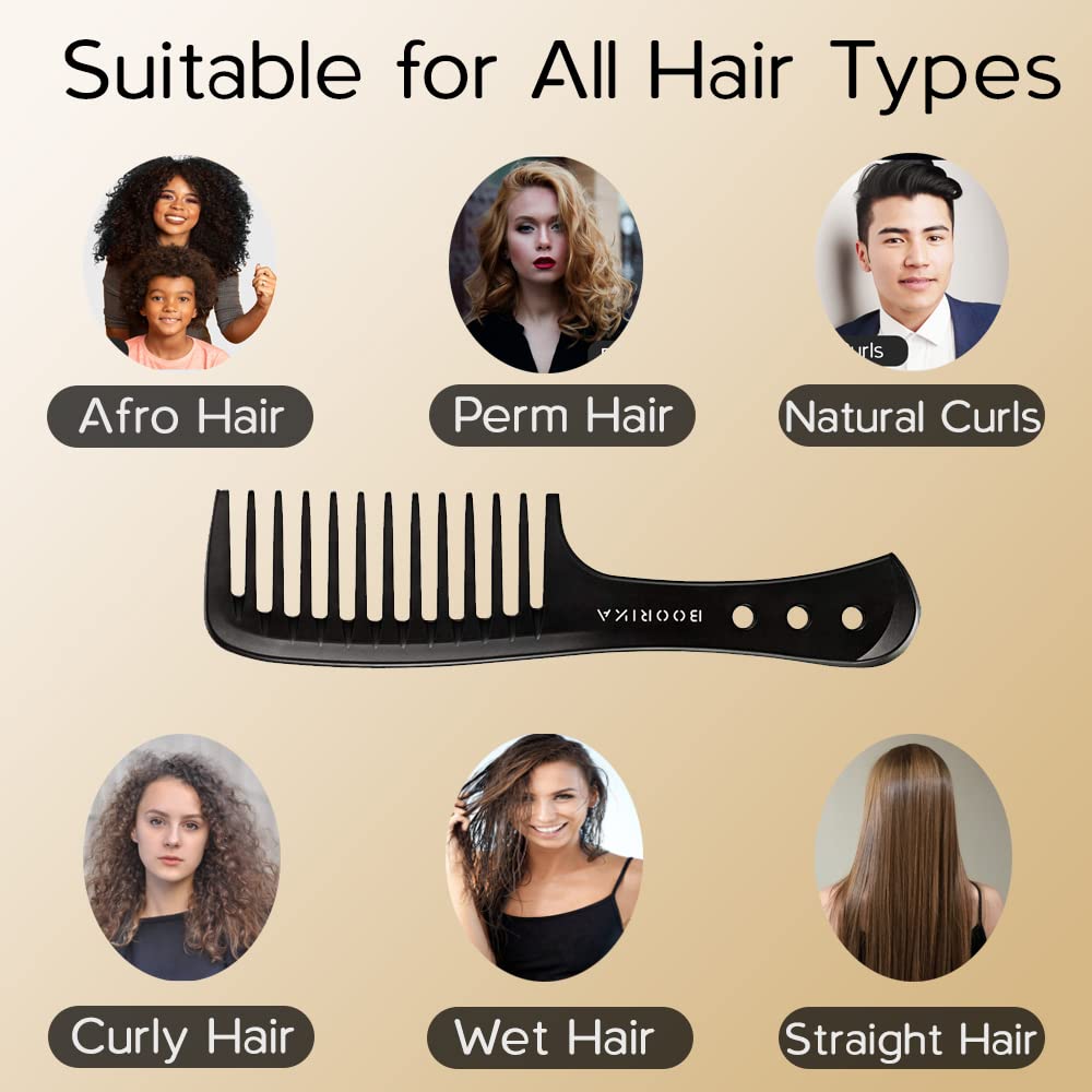 Boorika Wide Tooth Comb – Smooth & Sturdy Wide Tooth Comb for Curls – Curl Comb for Long Wet or Curly hair - Heat Resistant & Anti-Static Styling Comb… (Pack of 1)