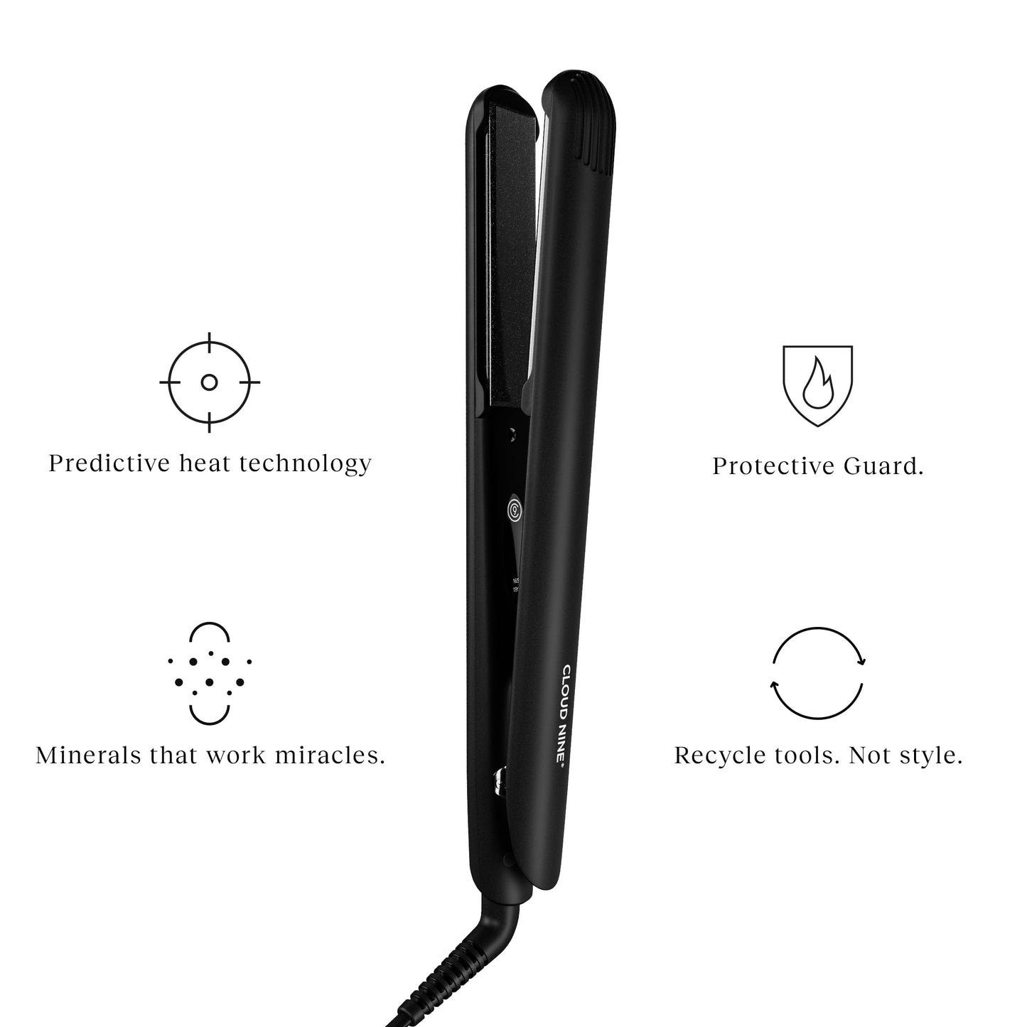 CLOUD NINE The Touch Iron Hair Straightener | Variable Temperature Control Quick Heat Touch Technology Ceramic Floating Plates Spring Flex Styling | Perfect for Smooth Sleek Results