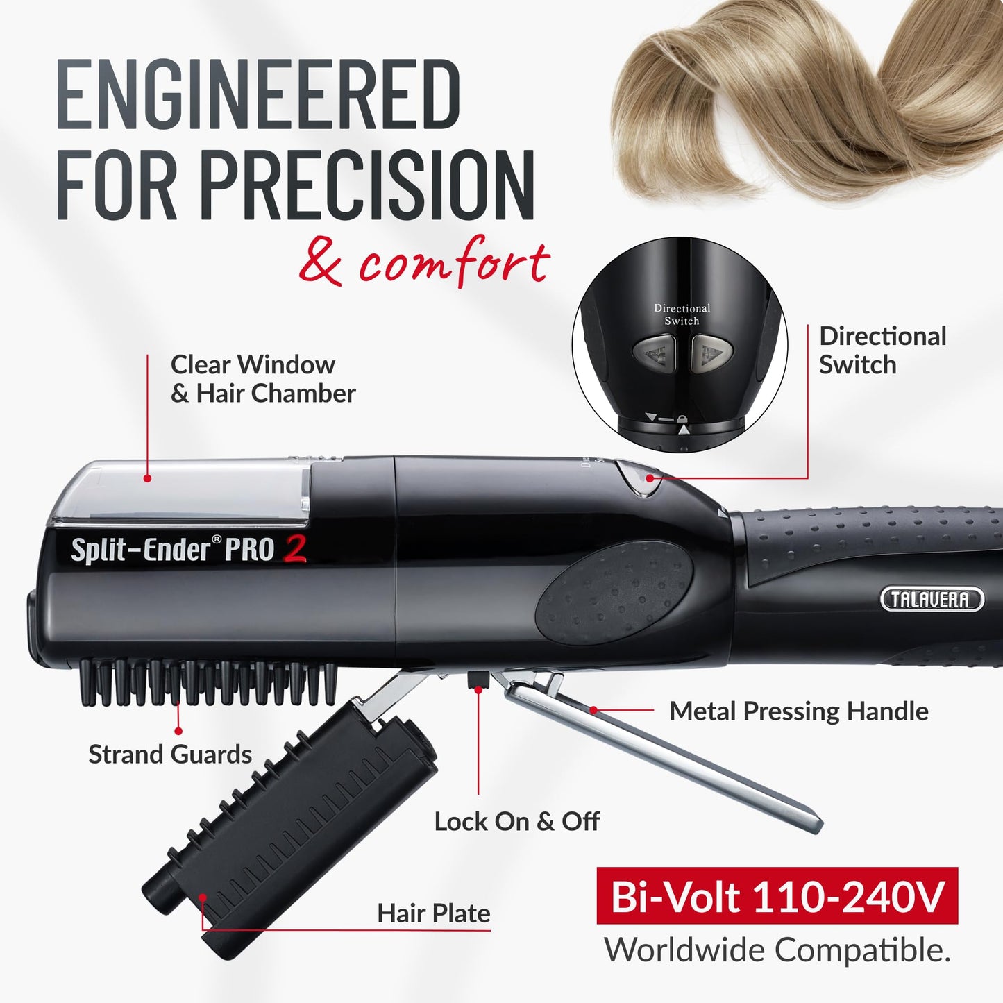 Split Ender Pro 2 - Hair Repair Electric Tool for Split Ends, Damaged Hair Trimmer for Broken, Dry, Brittle and Frizzy Split Ends, Men & Women Hair Products for Personal Care - Black