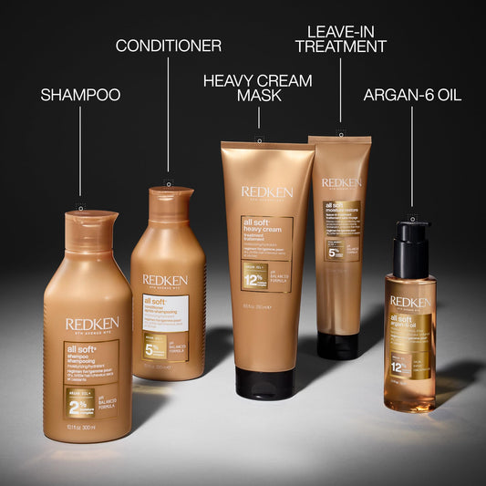 Redken All Soft Shampoo | For Dry/Brittle Hair | Provides Intense Softness and Shine | With Argan Oil | 300ml