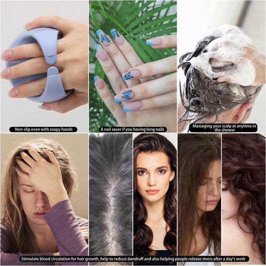 Silicone Hair Scalp Massager Shampoo Brush Scalp Scrubber Hair Washing Brush Exfoliating Brush Head Scrubber for Shower - Blue