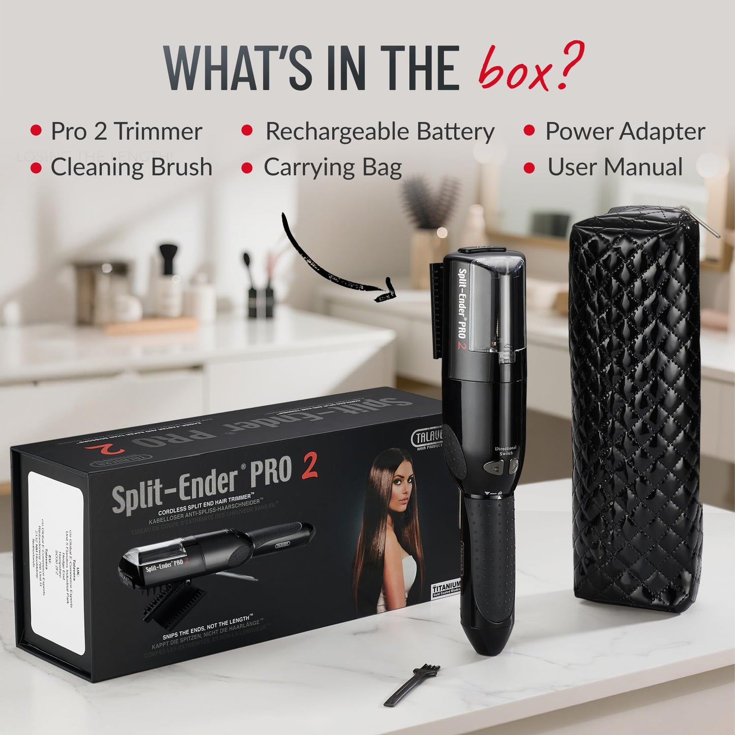 Split Ender Pro 2 - Hair Repair Electric Tool for Split Ends, Damaged Hair Trimmer for Broken, Dry, Brittle and Frizzy Split Ends, Men & Women Hair Products for Personal Care - Black